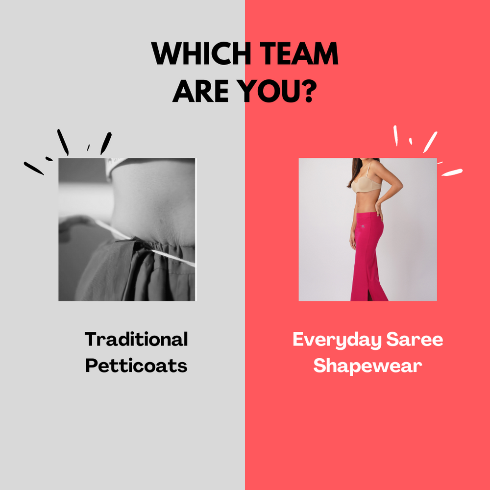 Saree Shape Wear vs. Cotton petticoat: Unveiling the Differences for Effortless Saree Draping