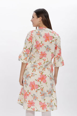 Flowy A-Line Kurta: Pink Floral