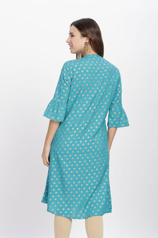 Flowy A-Line Kurta: Triangle Print