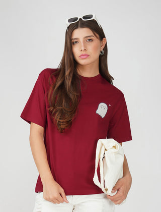 Cotton oversized Tshirt Scarlet Red - Boo(RED)