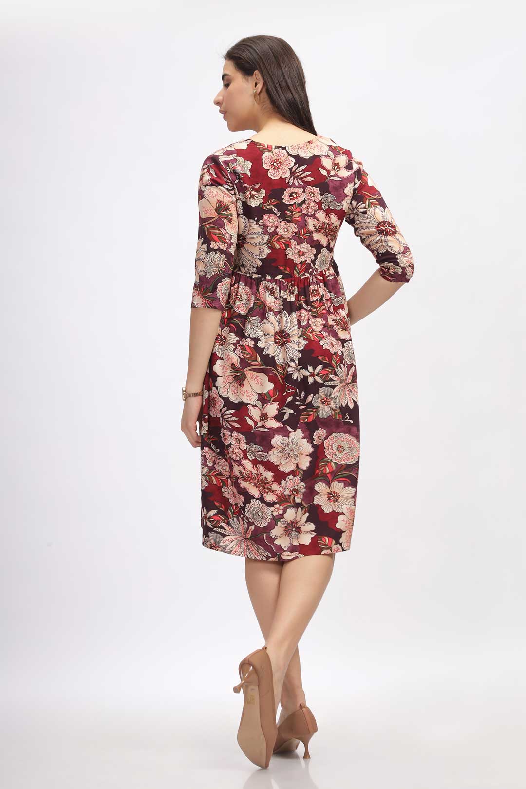 Viscose Summer Mini Dress - Maroon