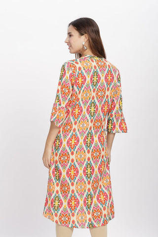 Flowy A-Line Kurta: Abstract Print