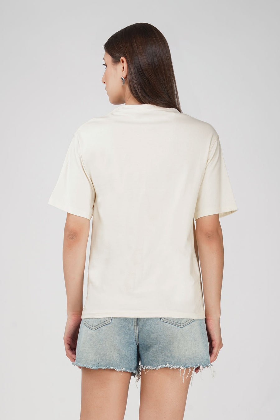 Cotton oversized Tshirt Half White - Butterfly