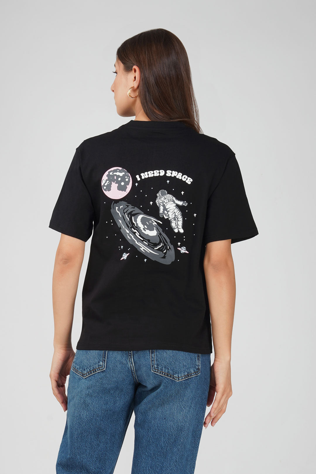 Cotton oversized Tshirt jet black - I need space