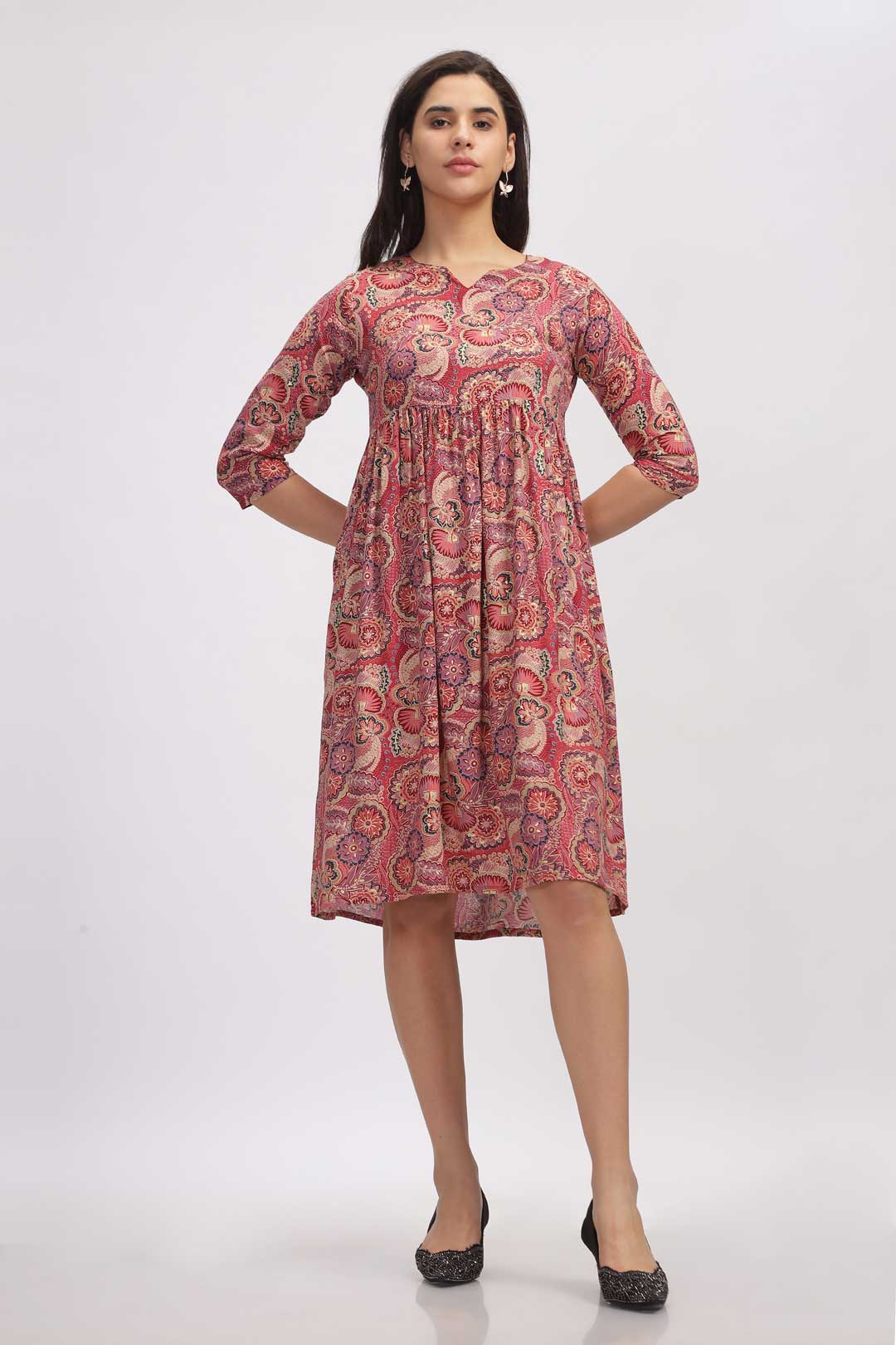Viscose Summer Mini Dress - Vera Bradely  Red