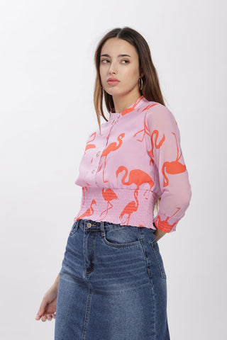 Elegant Crane Printed Top