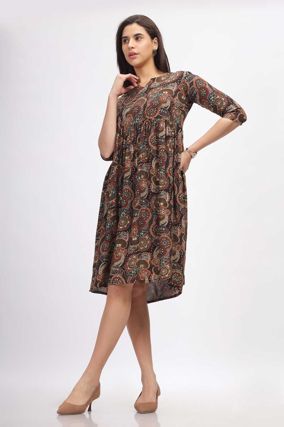 Viscose Summer Mini Dress - Vera Bradley Brown