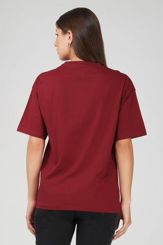 Cotton oversized Tshirt Scarlet Red - Keep Going