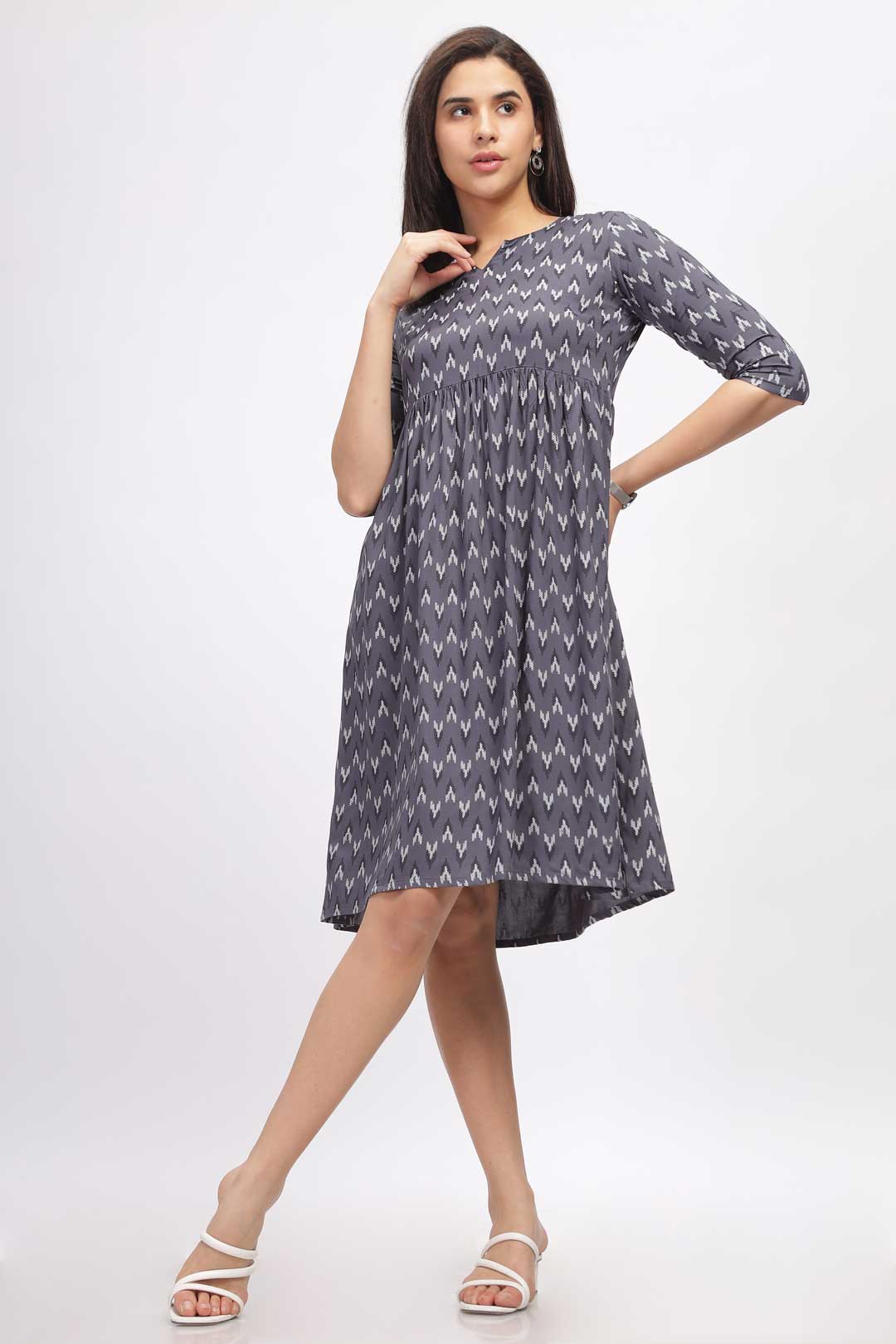 Viscose Summer Mini Dress - Abstract Grey