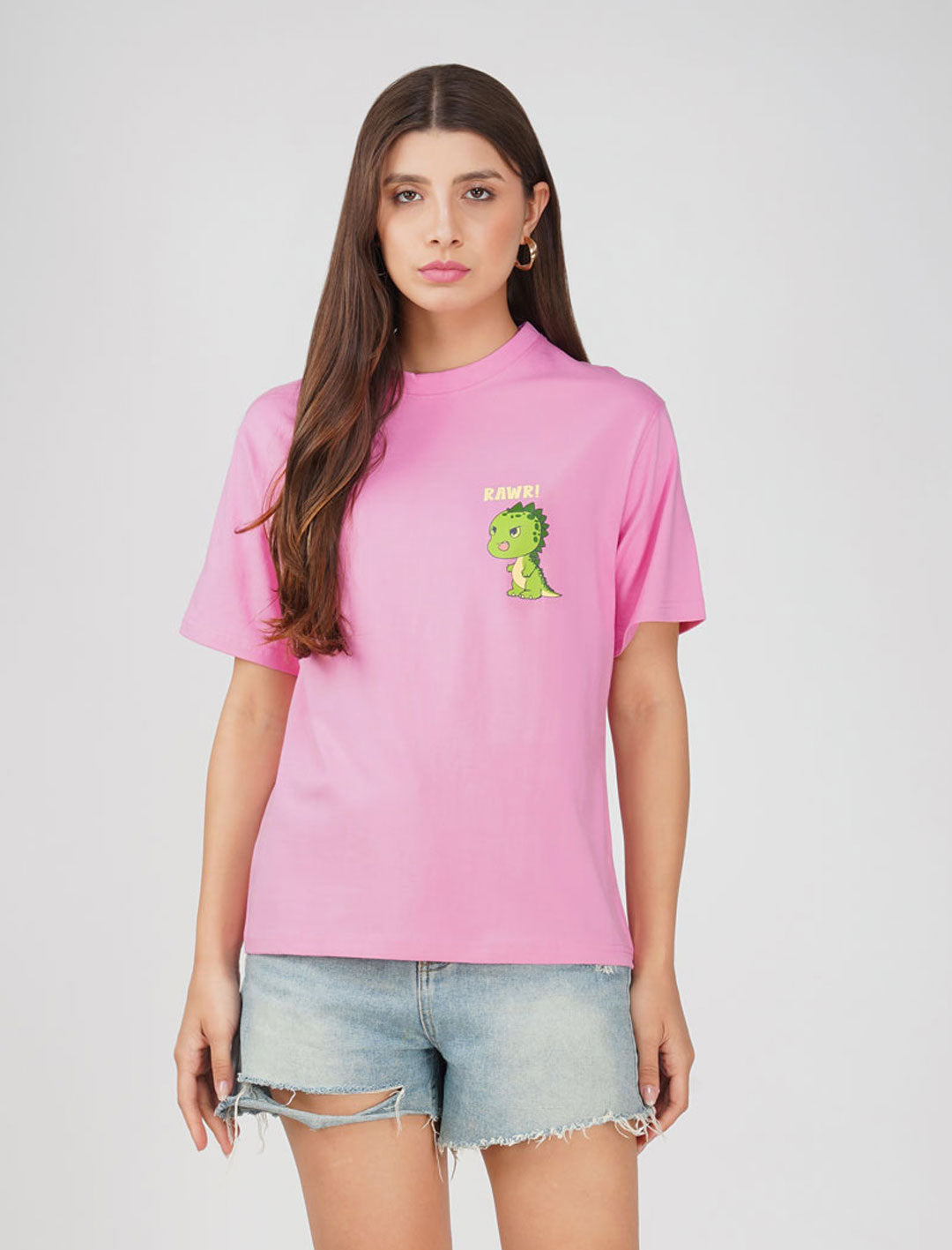 Cotton oversized Tshirt Dino rawr