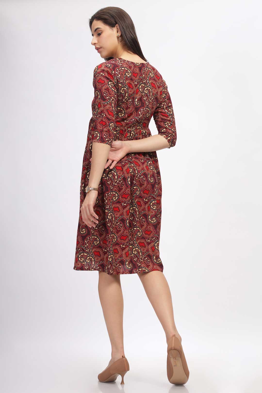 Viscose Summer Mini Dress - Dark Pink