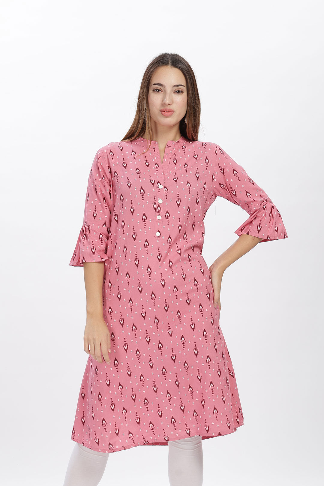 Flowy A-Line Kurta: Mini motif print