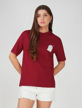 Cotton oversized Tshirt Scarlet Red - Boo(RED)