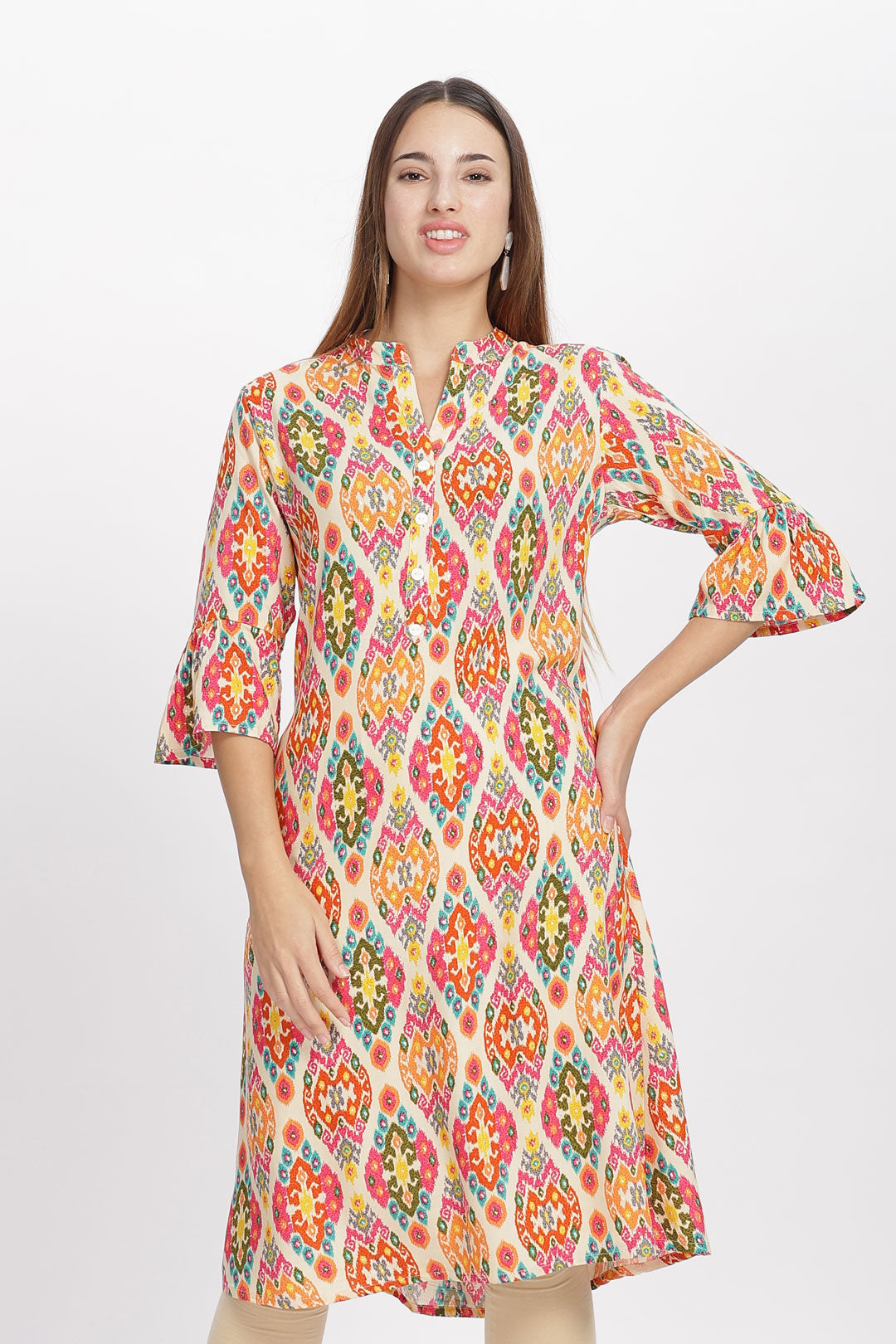 Flowy A-Line Kurta: Abstract Print
