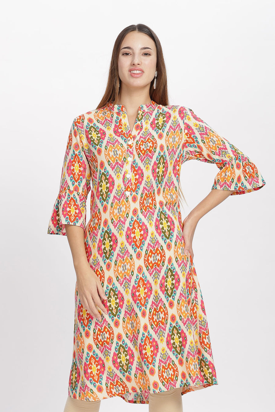Flowy A-Line Kurta: Abstract Print