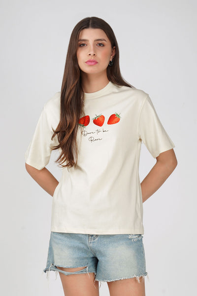 Cotton oversized Tshirt Half white - Dare to be rare