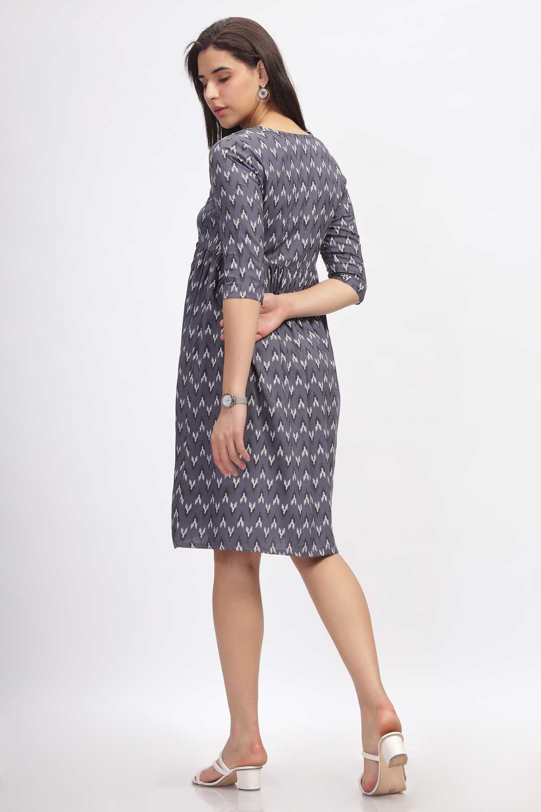 Viscose Summer Mini Dress - Abstract Grey