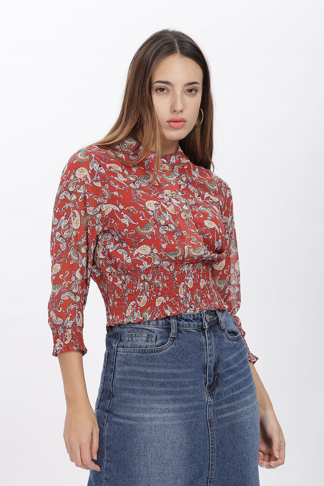 Artistic Flow with Smocking Paisley Top