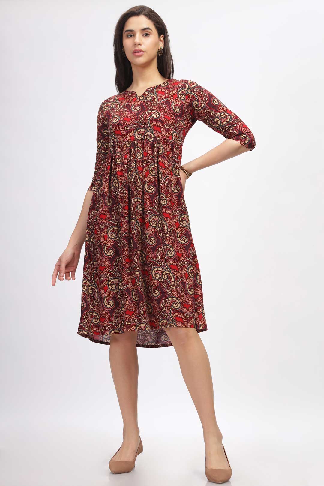 Viscose Summer Mini Dress - Dark Pink