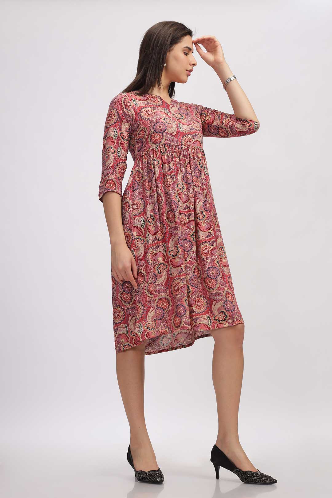 Viscose Summer Mini Dress - Vera Bradely  Red