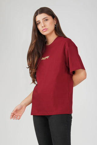 Cotton oversized Tshirt Scarlet Red - Keep Going