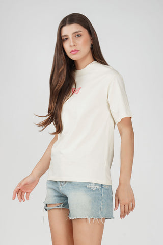 Cotton oversized Tshirt Half White - Butterfly
