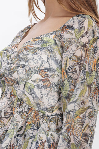 Tropical Vibes Palm Leaf Peplum Top