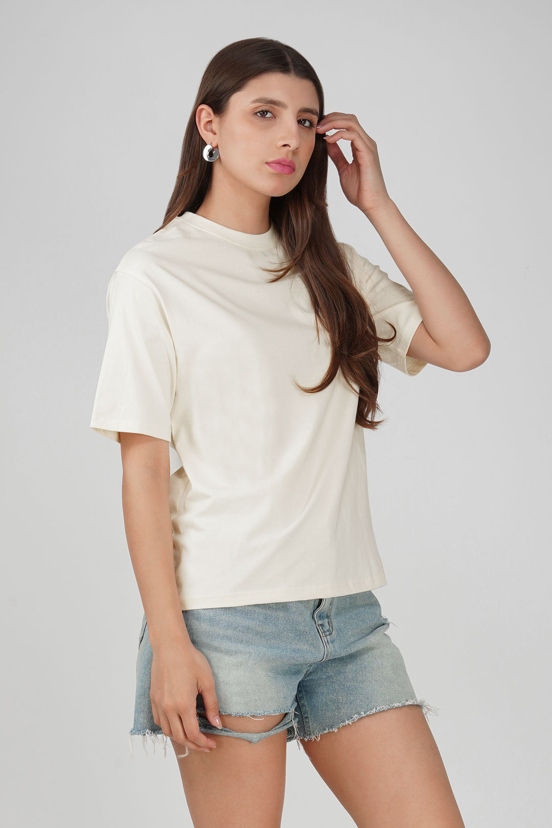 Cotton oversized Tshirt Half white - Evil eyes