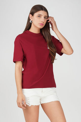 Cotton oversized Tshirt Scarlet Red - Boo(RED)