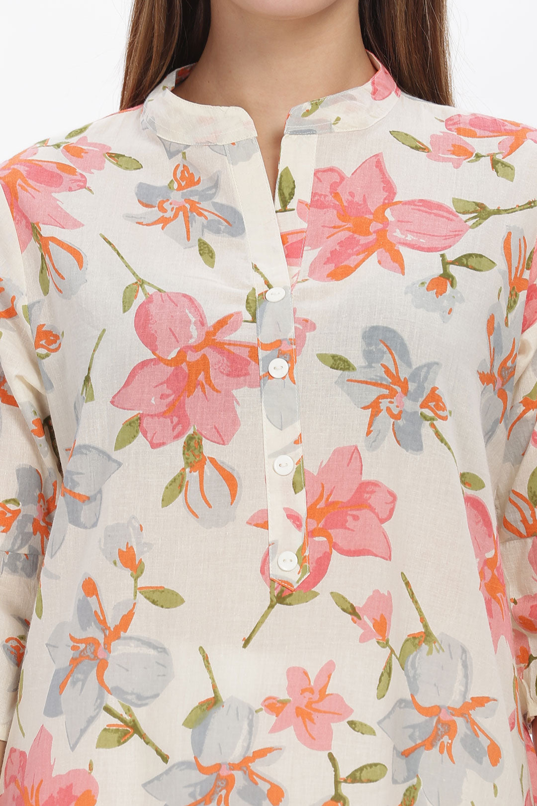 Flowy A-Line Kurta: Pink Floral