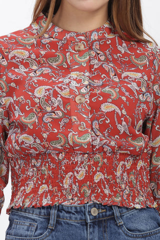 Artistic Flow with Smocking Paisley Top