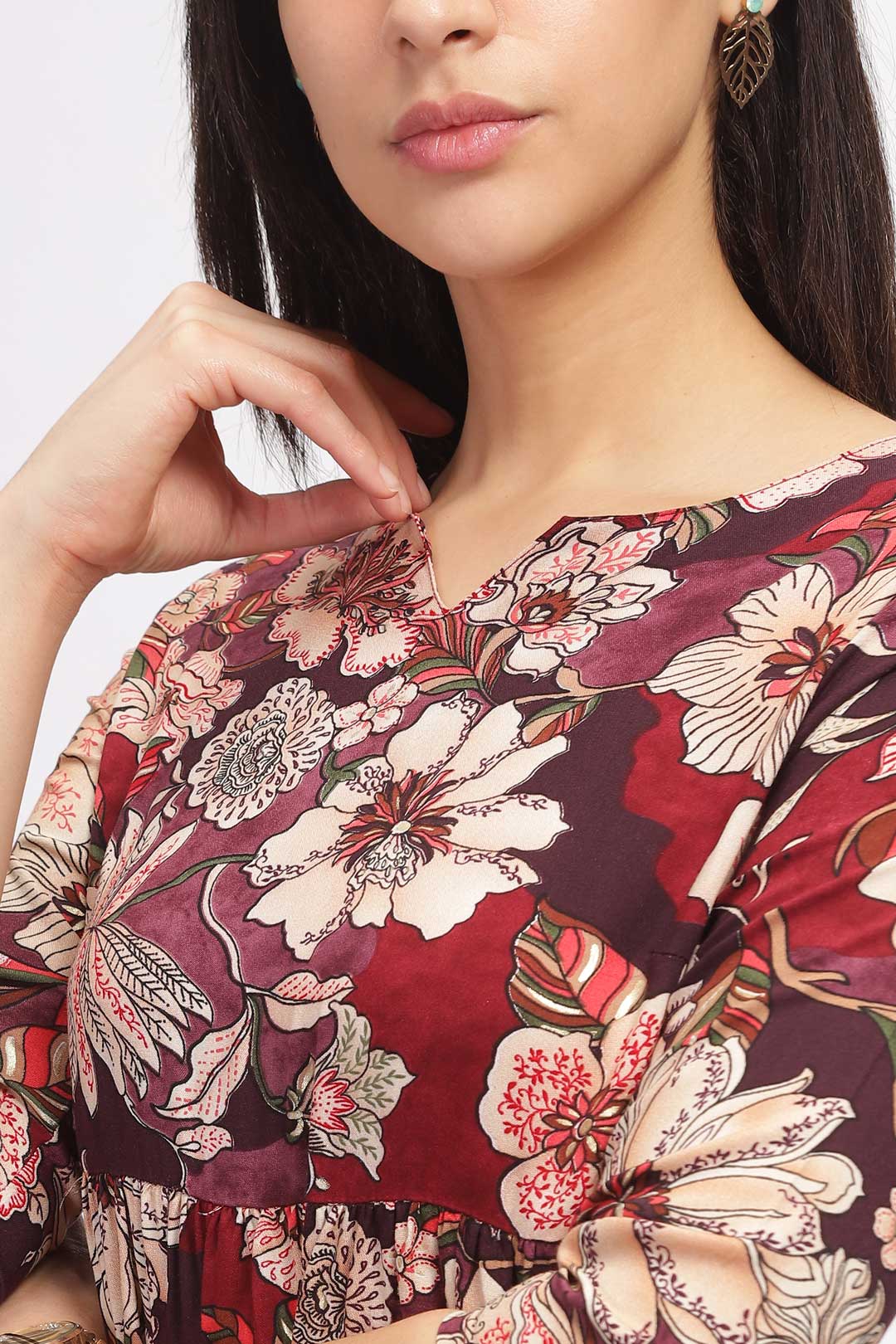 Viscose Summer Mini Dress - Maroon