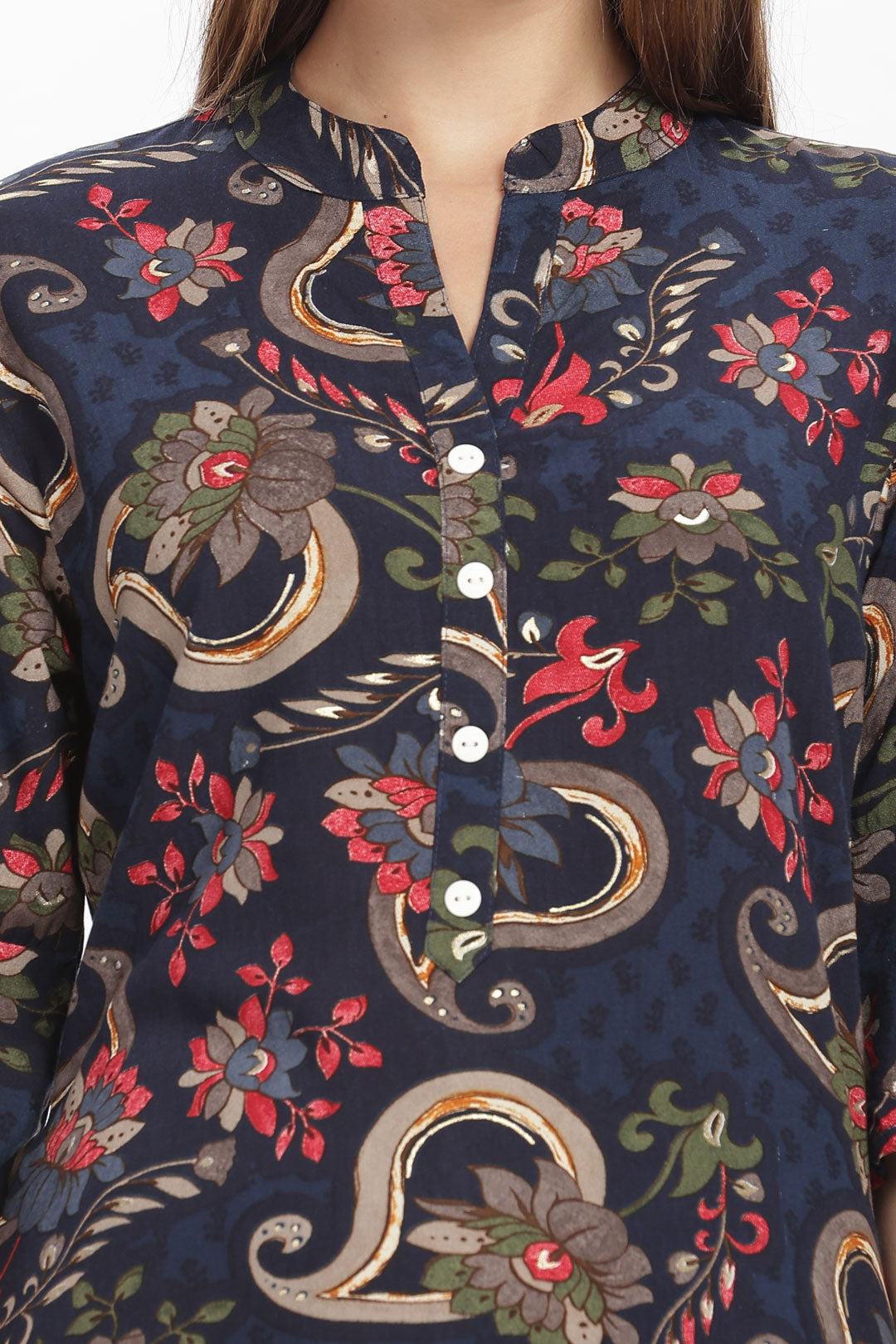 Flowy A-Line Kurta: Paisley Floral Print
