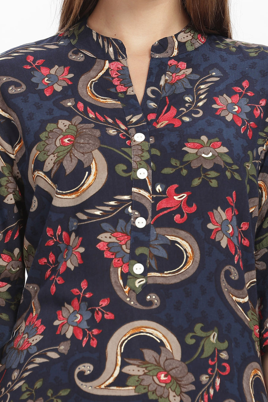 Flowy A-Line Kurta: Paisley Floral Print