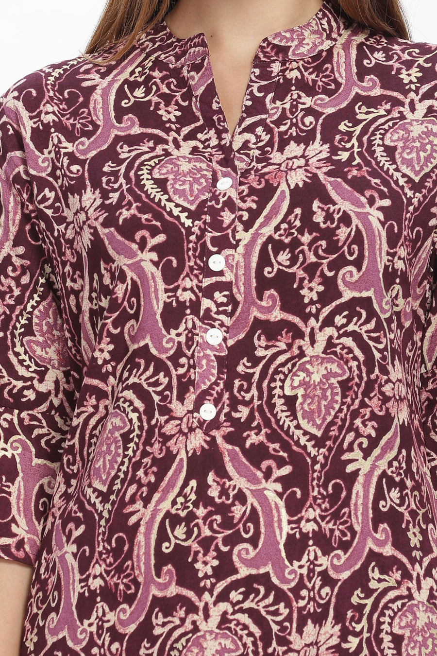 Flowy A-Line Kurta: Mughal print