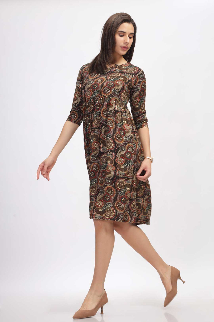 Viscose Summer Mini Dress - Vera Bradley Brown