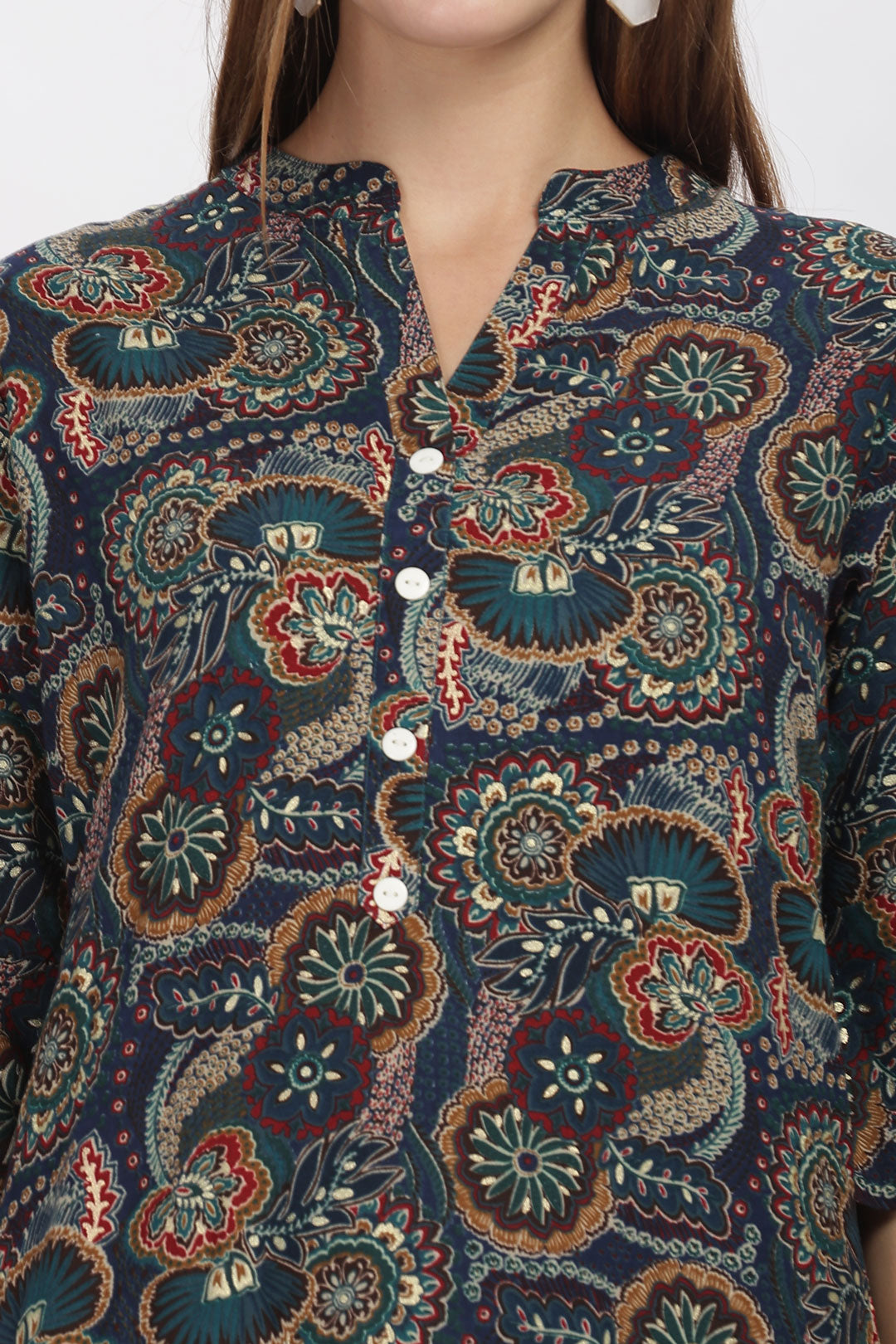 Flowy A-Line Kurta: Round abstract print