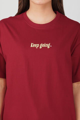 Cotton oversized Tshirt Scarlet Red - Keep Going