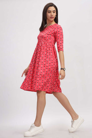 Viscose Summer Mini Dress - Pink