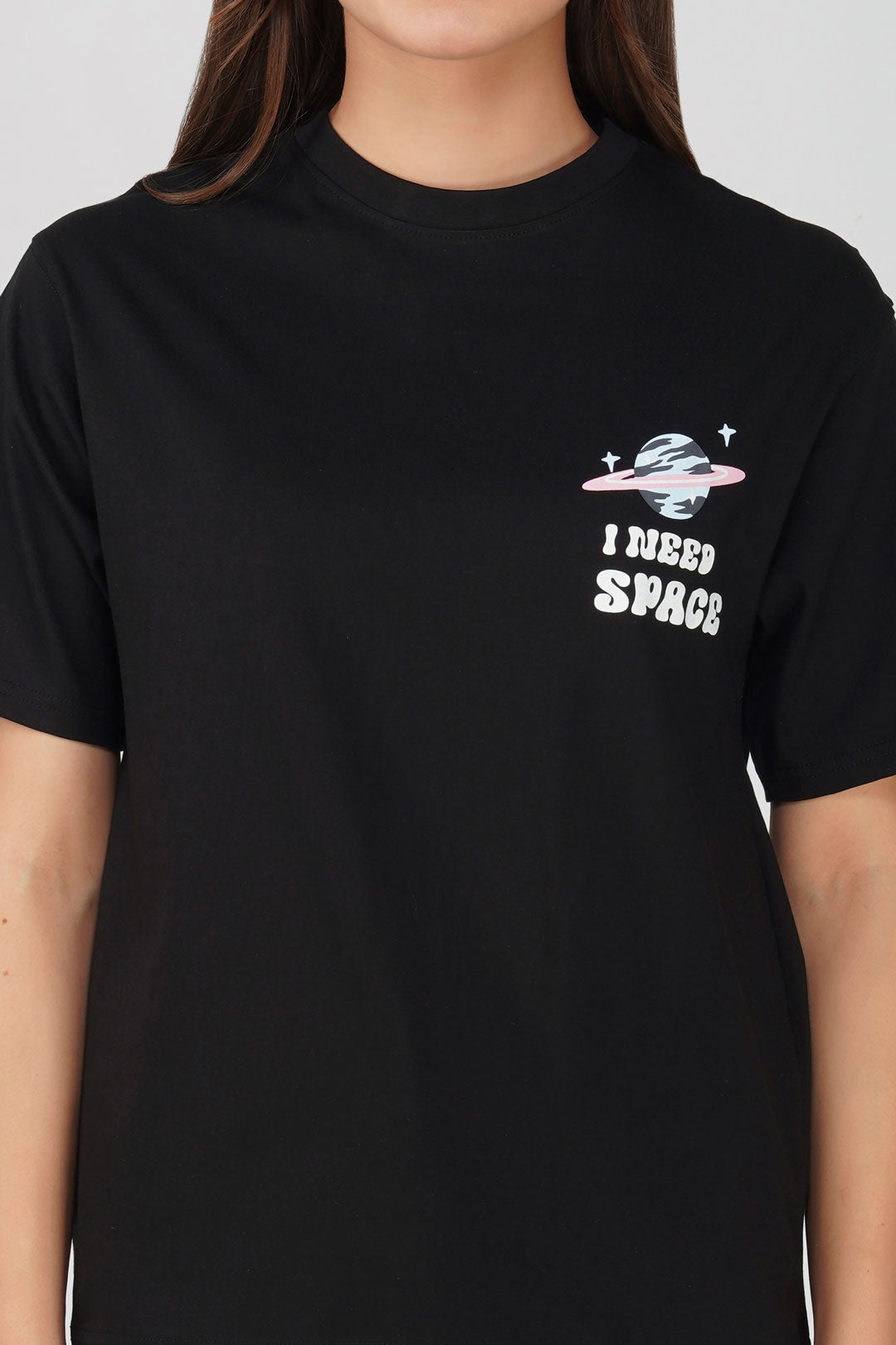 Cotton oversized Tshirt jet black - I need space