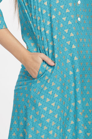 Flowy A-Line Kurta: Triangle Print