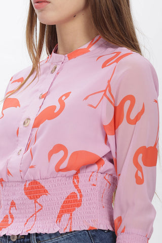 Elegant Crane Printed Top