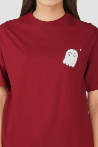 Cotton oversized Tshirt Scarlet Red - Boo(RED)