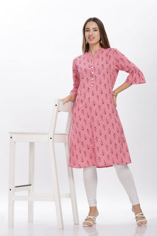 Flowy A-Line Kurta: Mini motif print