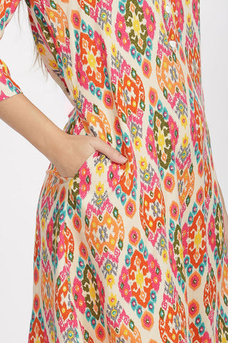 Flowy A-Line Kurta: Abstract Print