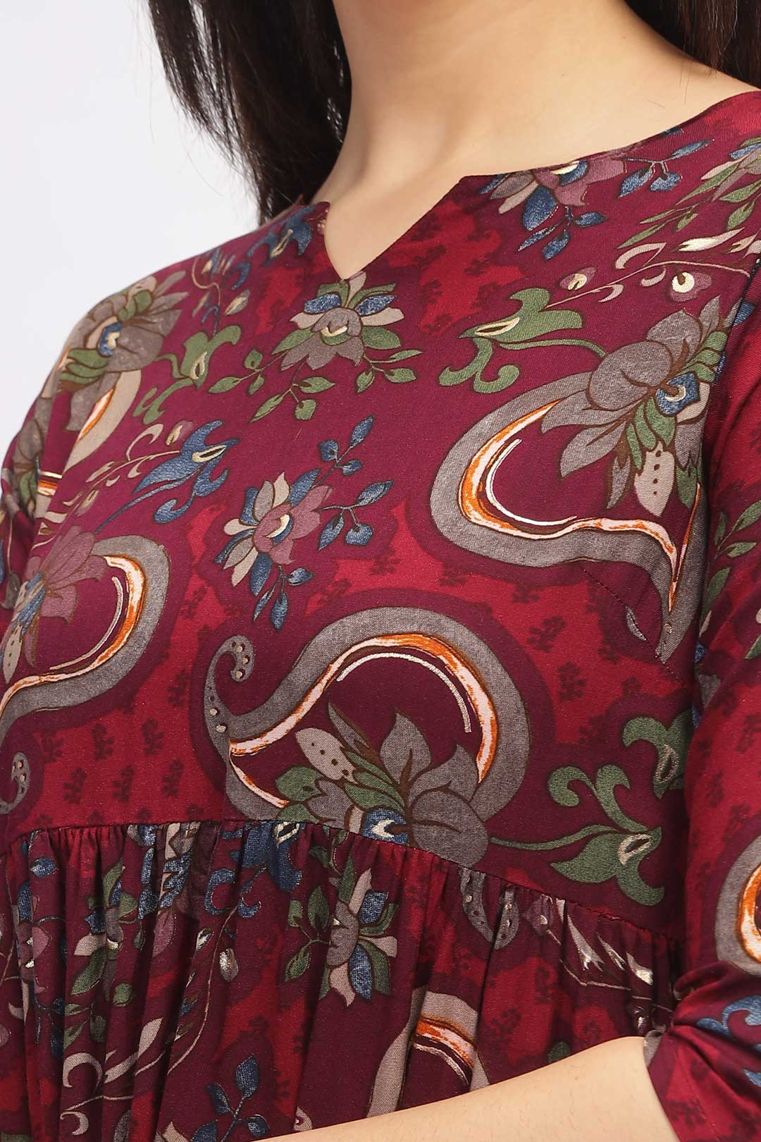 Viscose Summer Mini Dress - Maroon