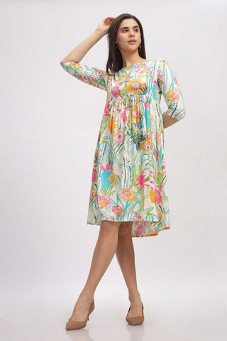Viscose Summer Mini Dress - Floral