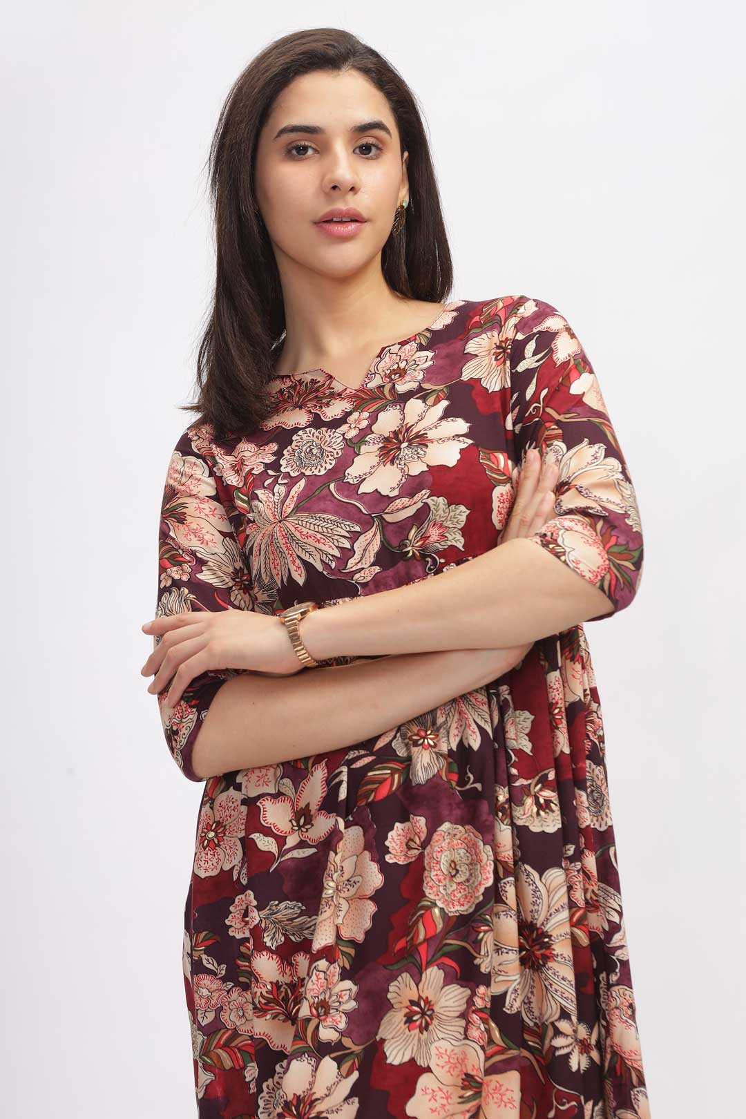 Viscose Summer Mini Dress - Maroon