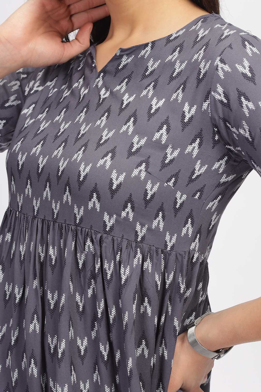 Viscose Summer Mini Dress - Abstract Grey