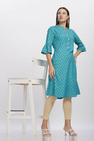 Flowy A-Line Kurta: Triangle Print